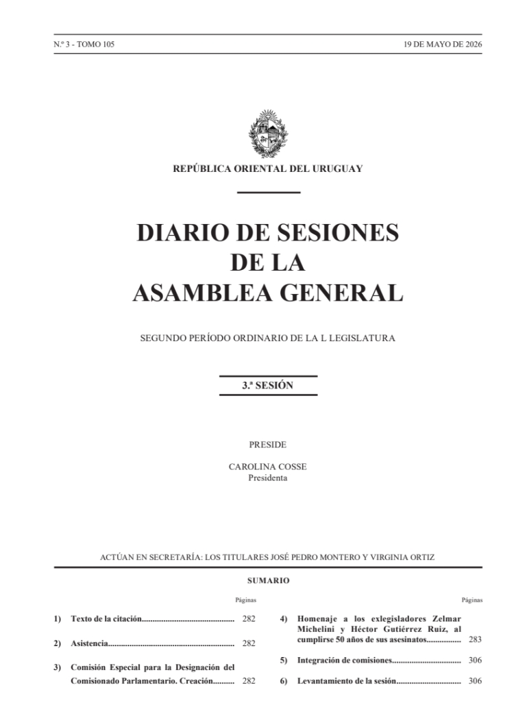 DIARIO DE SESIONES DE LA ASAMBLEA GENERAL del 19/05/2026